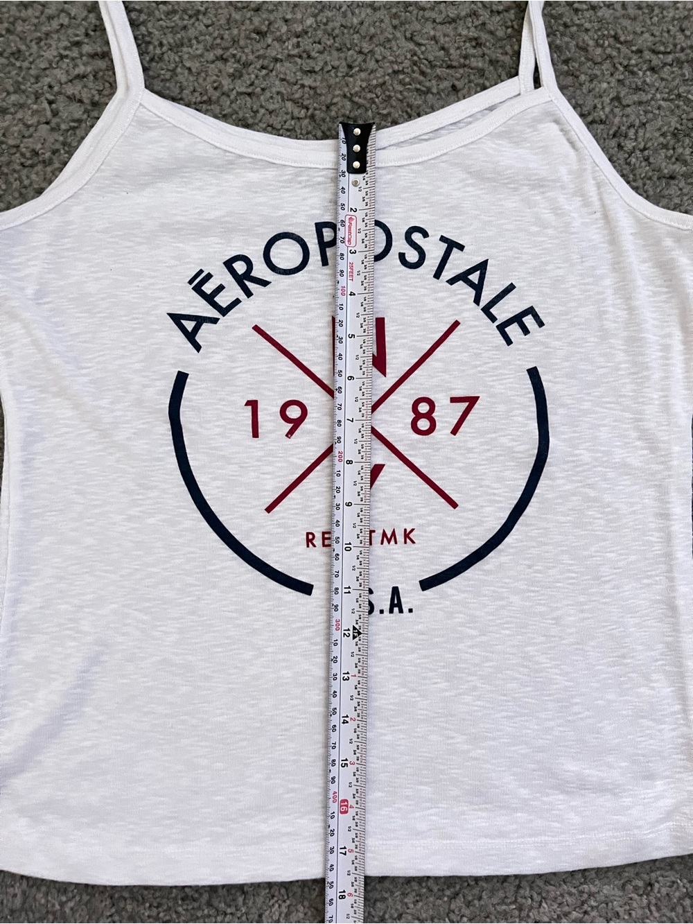 Aeropostale White Tank Top with Red & Navy Graphic - Picture 4 of 5